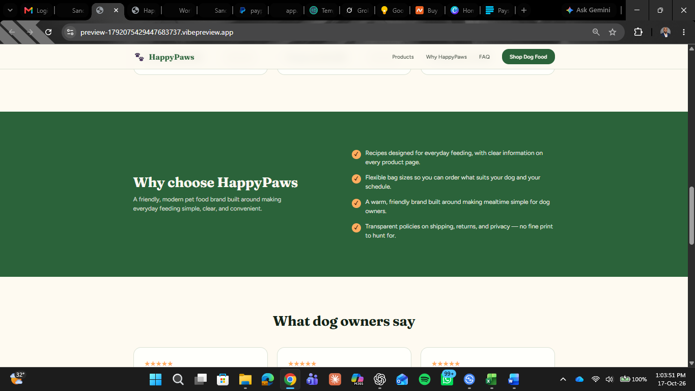 HappyPaws Dog Food Sales Funnel — landing page 4
