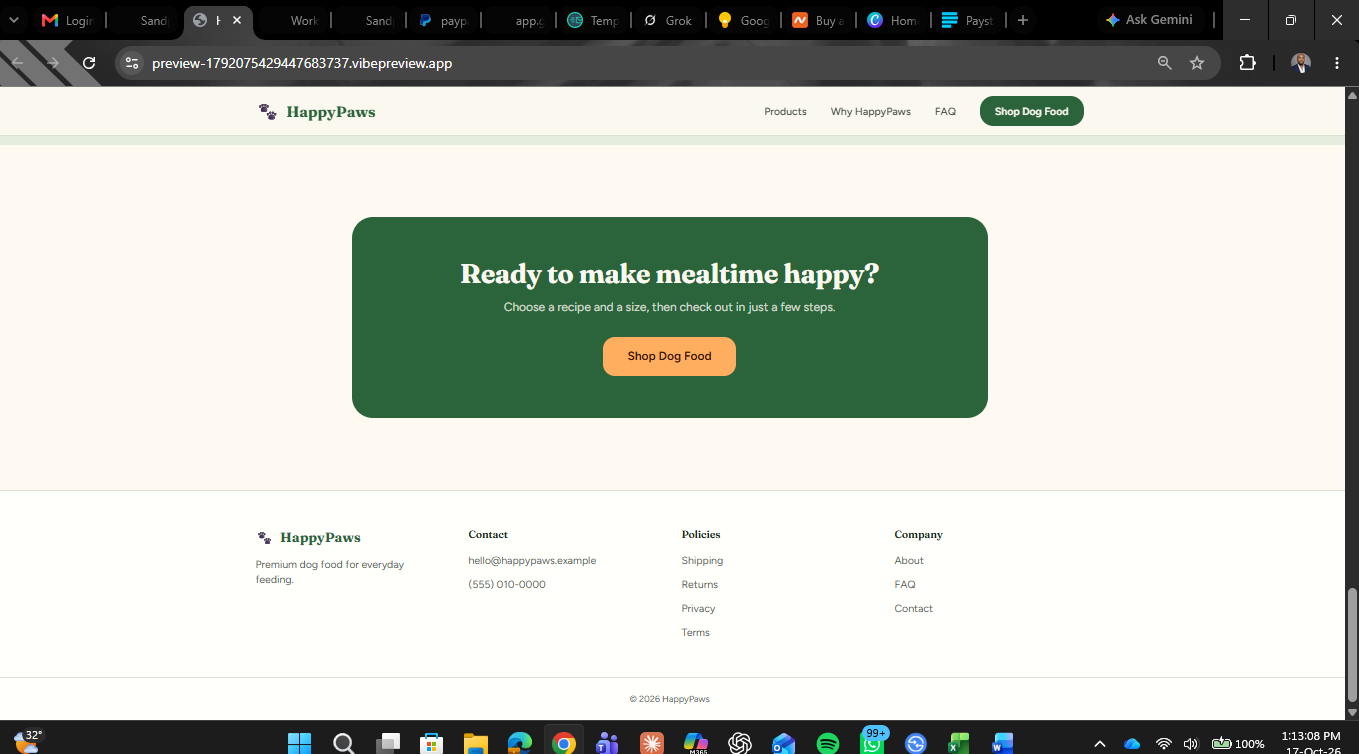 HappyPaws Dog Food Sales Funnel — landing page 7