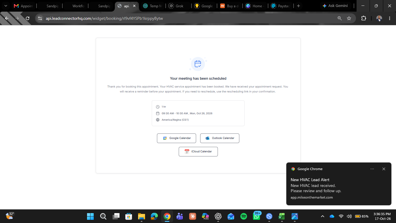 Appointment Booking and Follow-Up System — booking confirmation page 1