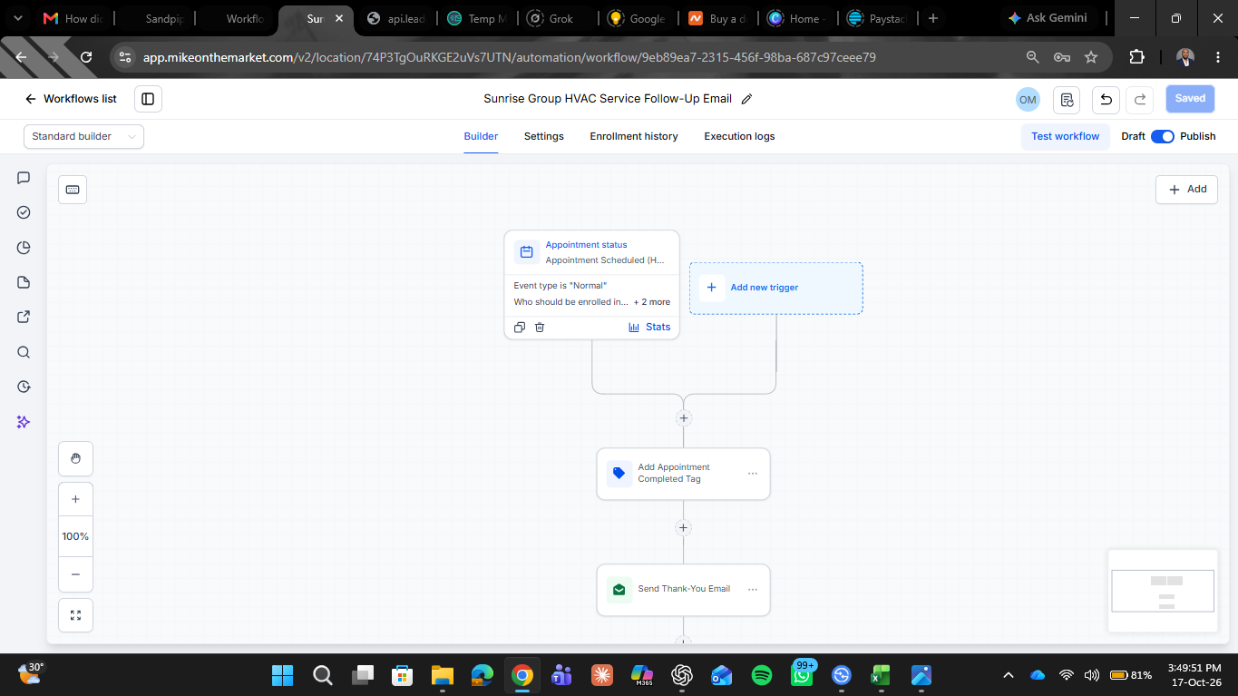Appointment Booking and Follow-Up System — follow workflow 1
