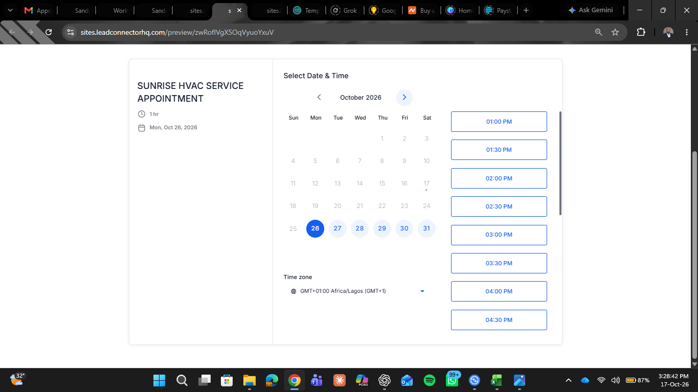 Appointment Booking and Follow-Up System — thank you booking page 2