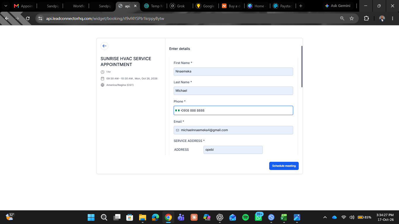 Appointment Booking and Follow-Up System — thank you booking page 3