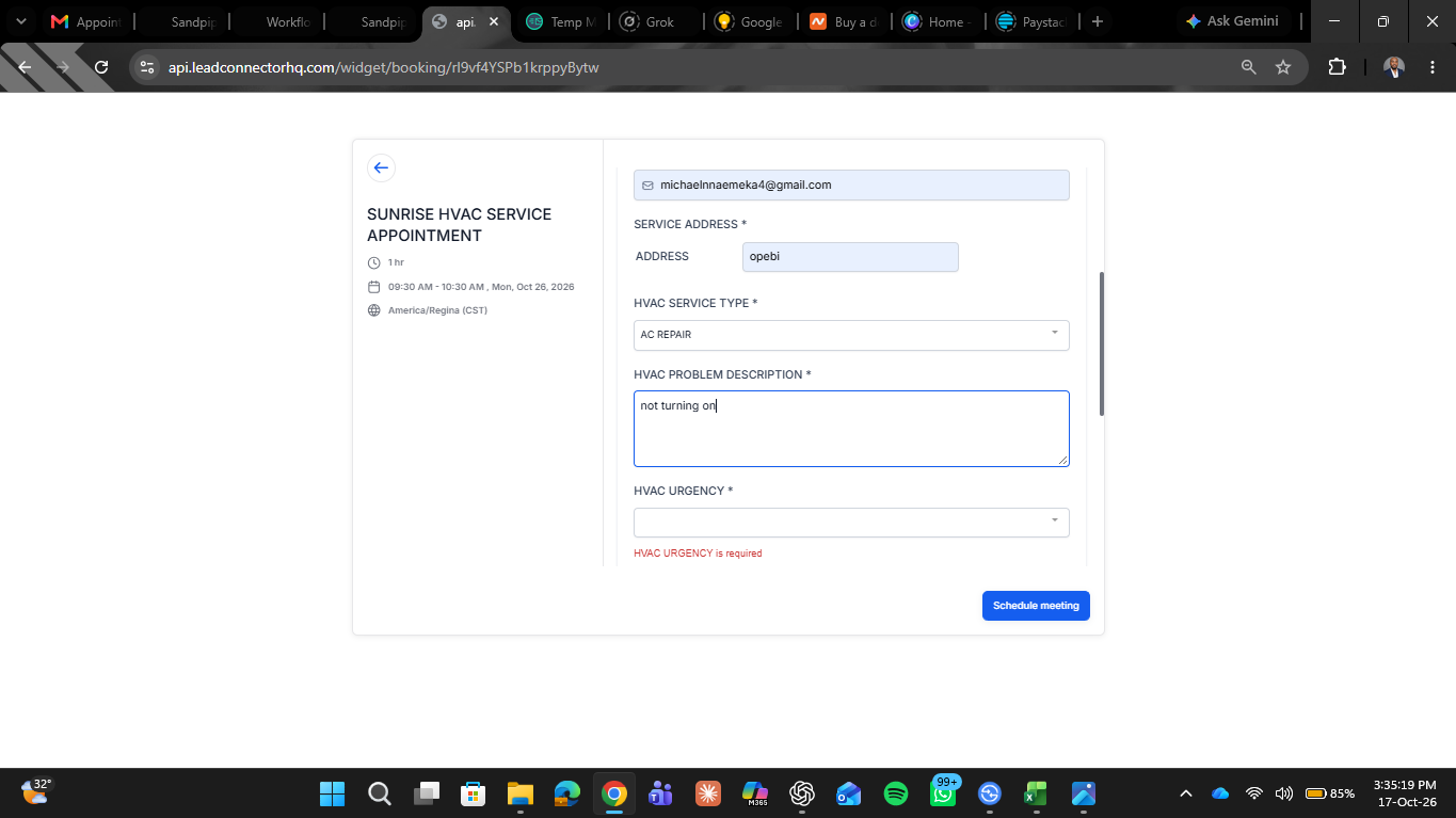 Appointment Booking and Follow-Up System — thank you booking page 4
