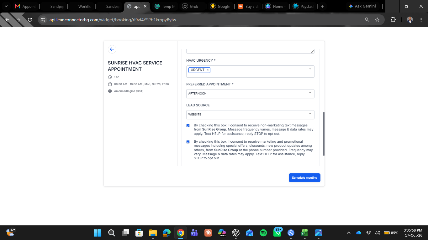 Appointment Booking and Follow-Up System — thank you booking page 5